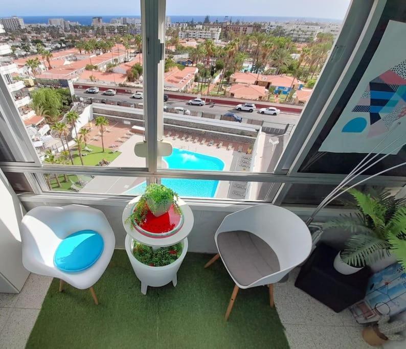 Traumhafte Wohnung Mit Panoramablick Und Pool Playa del Inglés Kültér fotó